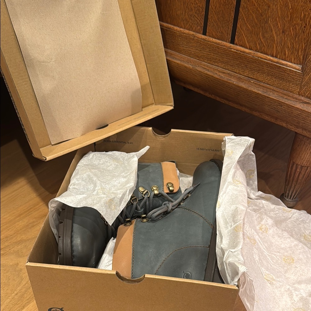 Born Gray and Tan Lace Up Boots - Picture 9 of 9